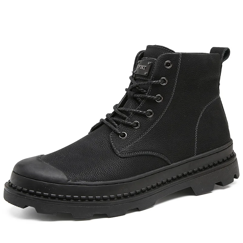 

Warm Men's Winter Leather Ankle Boots Autumn Waterproof Snow Boots Leisure Martin Outdoor Black Man Fashion Shoes Plus Size