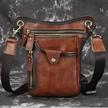 Для мужчин из натуральной кожи Талия пакеты падения ног ретро сумка Crossbody сумки Повседневное Курьерские сумки путешествия мотоциклетная сумка на талию