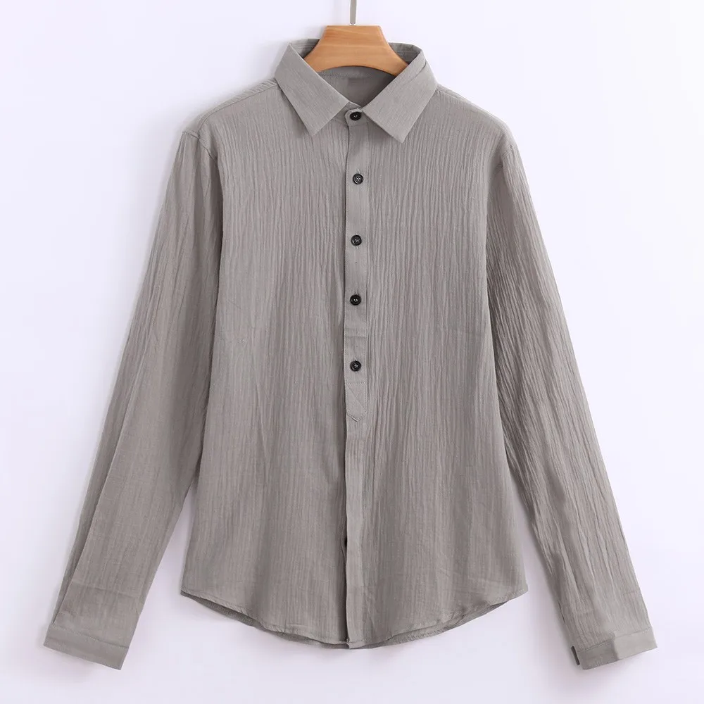 Мужская рубашка на пуговицах с длинным рукавом Camisa Masculina Manga Longa облегающая