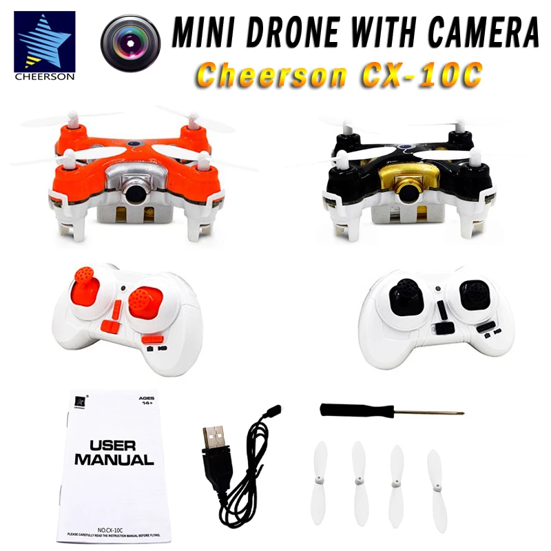 Buy Cheap Mini Drone with Camera Cheerson CX-10C RC Quadcopters 2.4G 6-Axis Gyro Remote Control Helicopters 3D Roll Dron Toys Aircraft RTF
