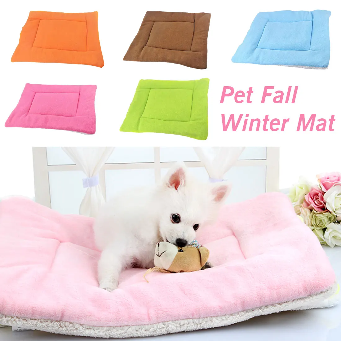 Pet Mat Paw Print Cat Dog Puppy Fleece Winter Warm Soft Blanket Bed Cushion Pad