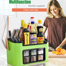 Кухонный шкаф для хранения, домашний двухслойный кухонный стеллаж для специй, 3 сетки, пластиковая бутылка для приправ, полка для хранения, кухонный стеллаж для хранения