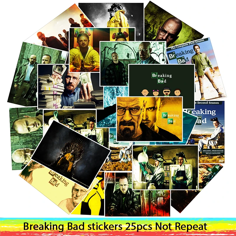 

25Pcs/Lot Waterproof Breaking Bad PVC Stickers For Laptop Motorcycle Skateboard Luggage Decal Toy Sticker