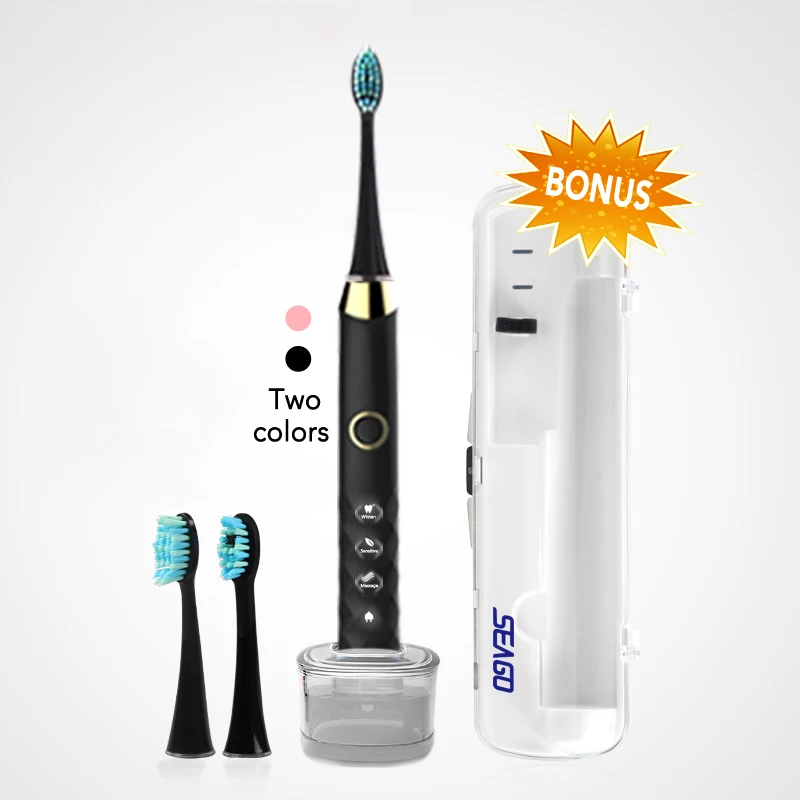 SEAGO S1 Sonic зубная щётка-умный электрический Зубная щётка с 3 щетка режимы отбеливание USB Перезаряжаемые IPX7 Водонепроницаемый Фирменная Новинка