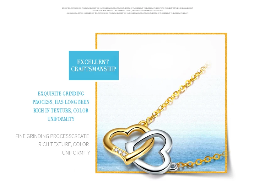 18K Gold Diamond Necklace Pendant Love Heart Lock Chain charm Gift Rose real natural pure women girl lover couple wedding party