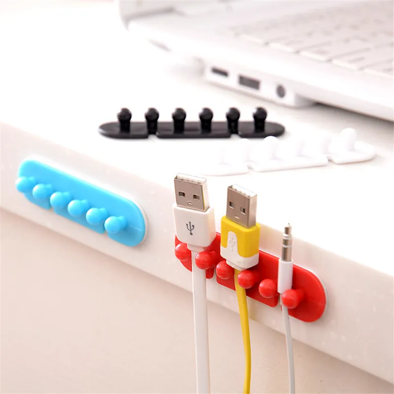 

Home Office Storage 2pcs Plug wire finishing fixed clip with adhesive hub power cord winder buckle cable organizer