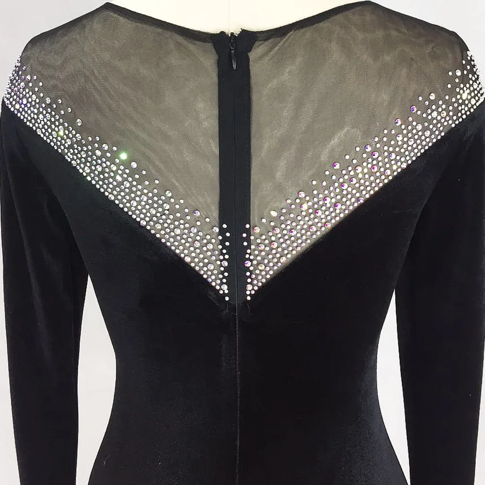 Vestido Longo Plus Size Hot Sale Full Mesh Dress 2018  Velvet Party Autumn Long Sleeve Company Annual Meeting Host Fish Tail (84)