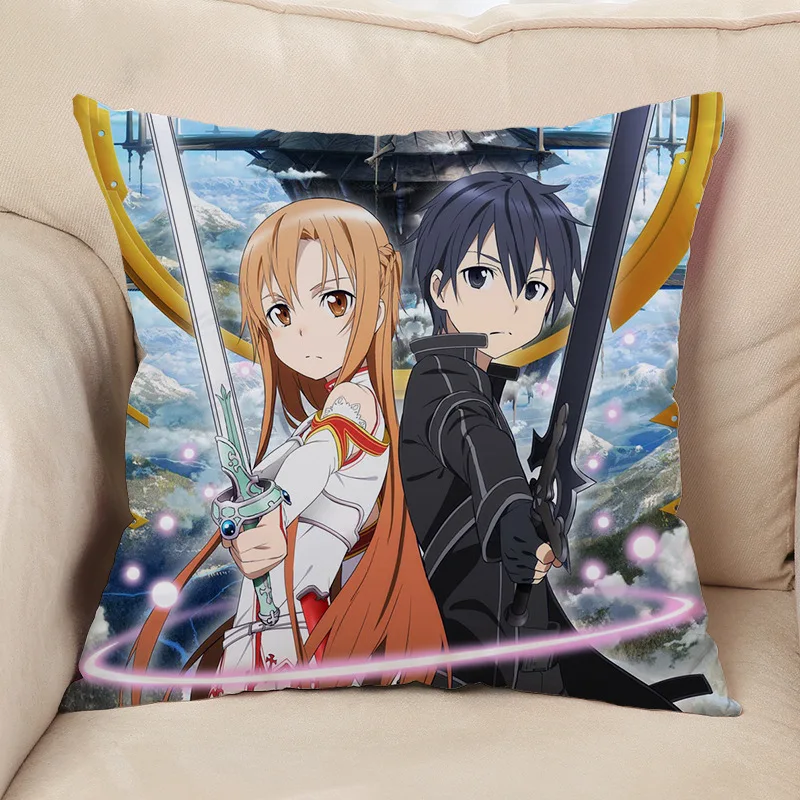 Square Pillowcase Japanese Anime Sword Art Online Bedroom ...