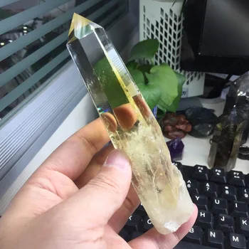 

149mm Natural Citrine Quartz Crystal Stone Polished Healing Minerals Crystal Point Wand Home Ornaments Christmas Decoration
