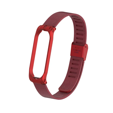 Роскошный ремешок из нержавеющей стали для mi Band 4, фитнес-трекер, модная металлическая пряжка для ремня, браслет, ремешок для Xiaomi mi, группа 4, смарт-аксессуар - Цвет: Buckle Red