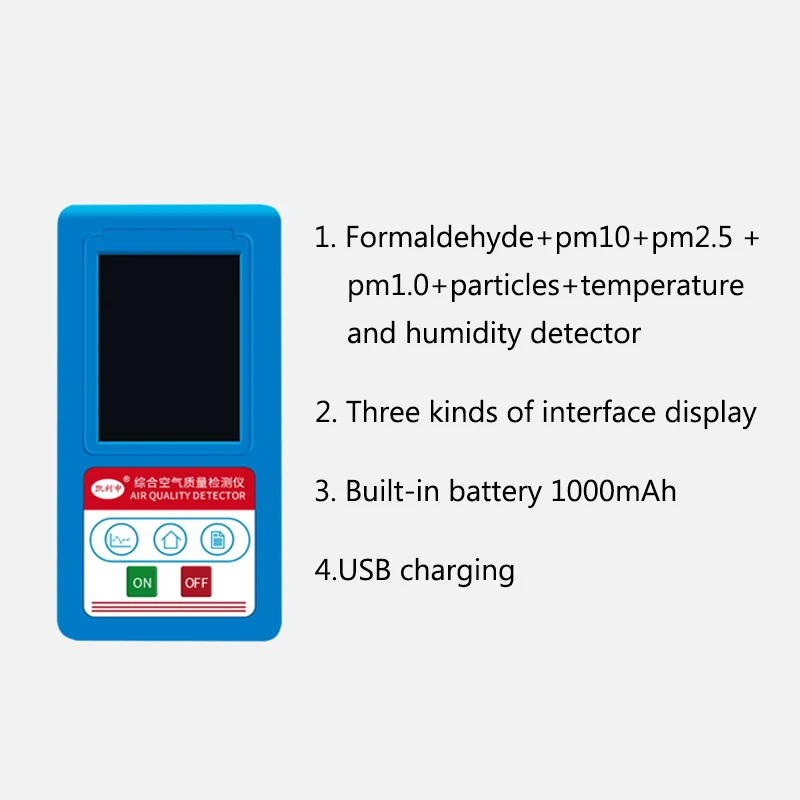 Газоанализатор formaldeyde детектор HCHO PM1.0 PM2.5 PM10 газоанализатор частиц детектор с Температура измеритель влажности детектор газа