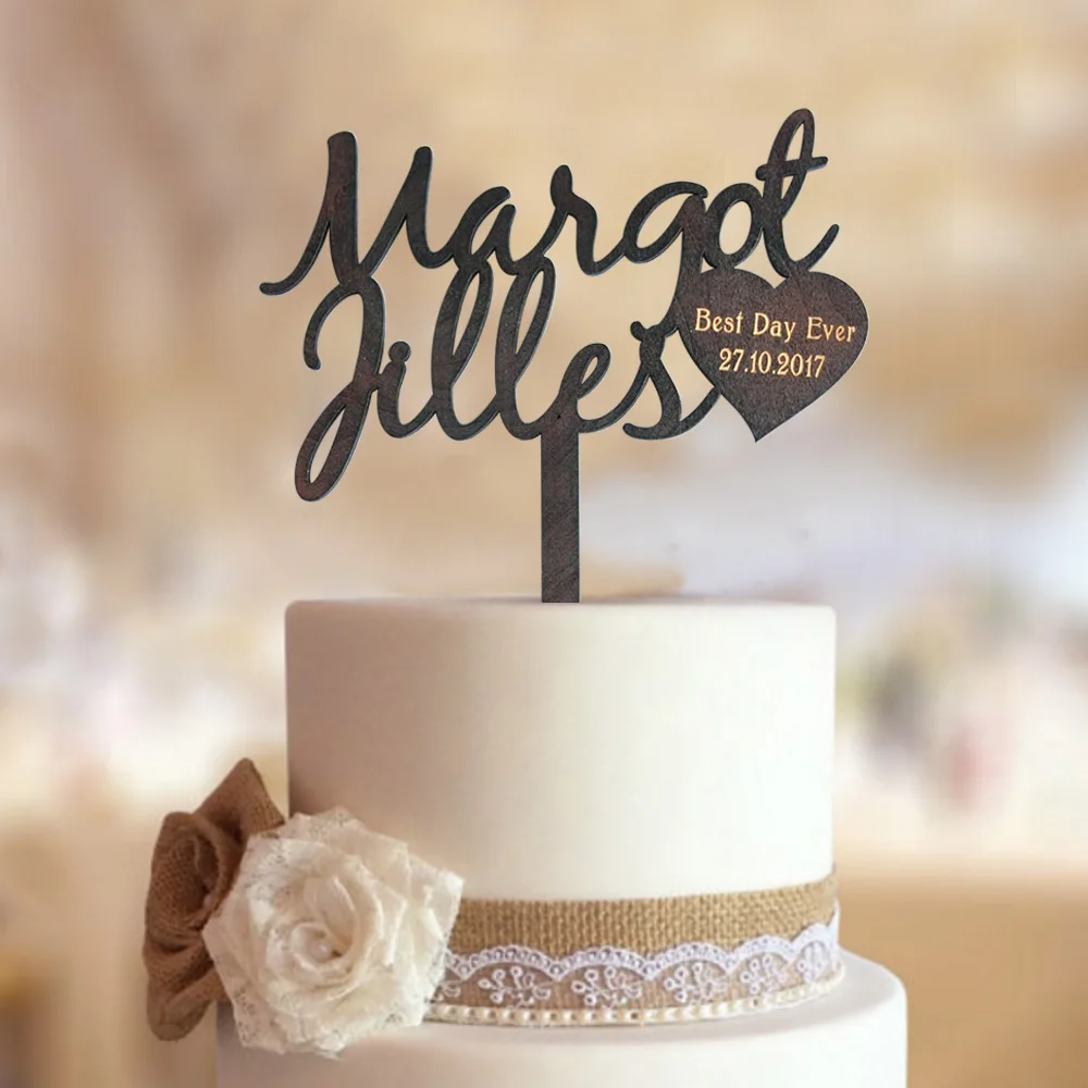 

Rustic Wedding Cake Topper Personalized Name Cake Topper Custom Rustic Wedding Decoration Cake Decoration