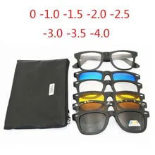 Ретро 5+ 1 поляризованные очки с зажимом для близорукости, оправа для очков для мужчин и женщин, набор из пяти магнитов, зеркало 0-1-1,5-2-2,5-3-3,5-4