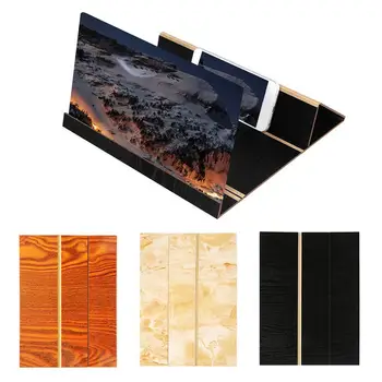 

12inch 3D HD Desktop Wood Folding Phone Screen Magnifier Amplifier Stand Bracket Useful