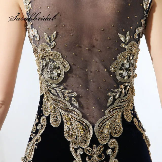 Elegant Long Sleeveless Crystal Gown