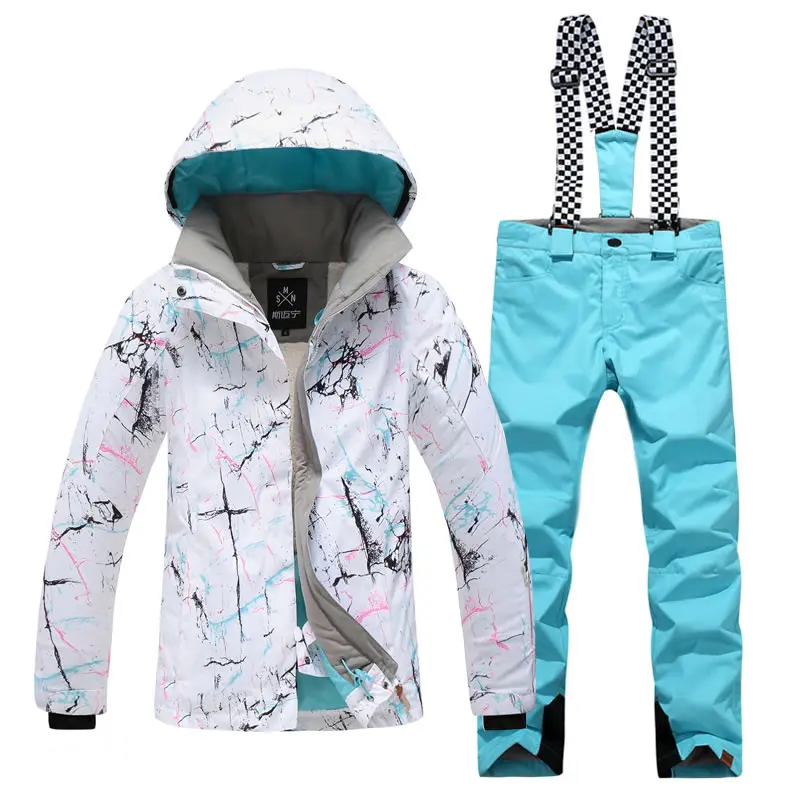 Winter snow suit women female ski suit for women Mountain skiing snowboard jacket snow pant ladies warm waterproof - Цвет: Set 10