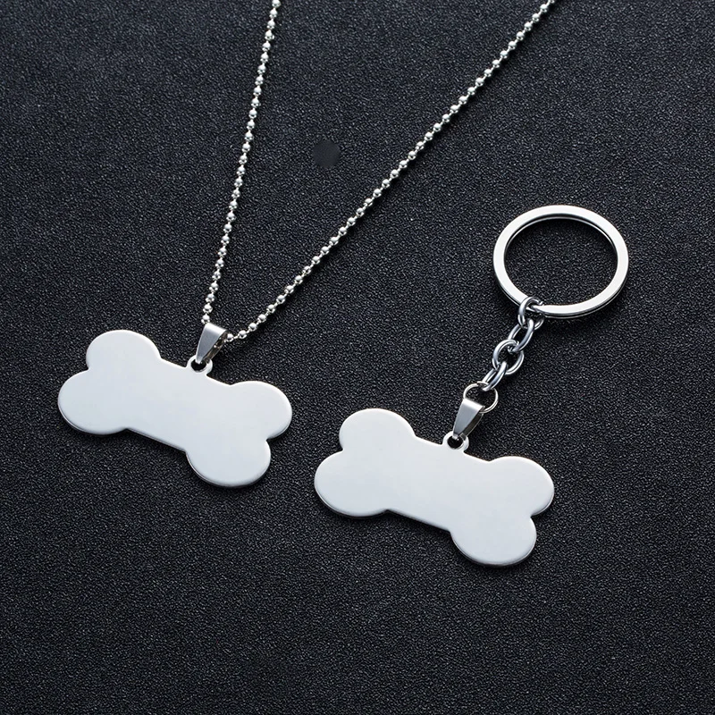 

Funny Cute Simple Stainless Steel Bone Keychain Necklace Women Men Pendant Suspension Jewelry Accessories Gift Hot Sale Item