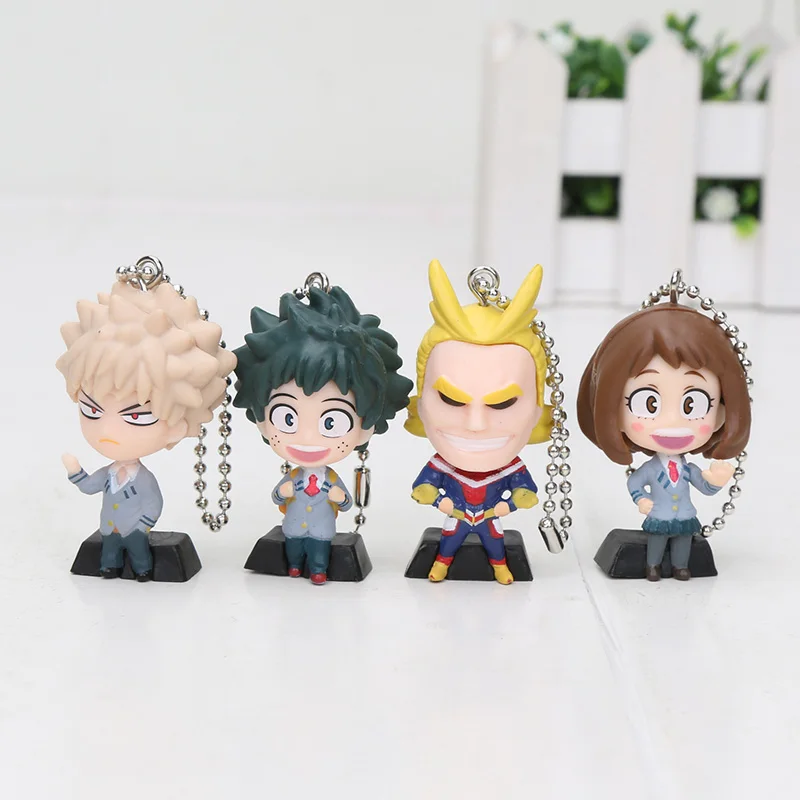 3 см мультфильм мой герой Boku No Hero Academy брелки Izuku Midoriya Bakugou кацуки Ochaco Uraraka фигурка подвеска игрушка подарок - Цвет: A 4pcs bag