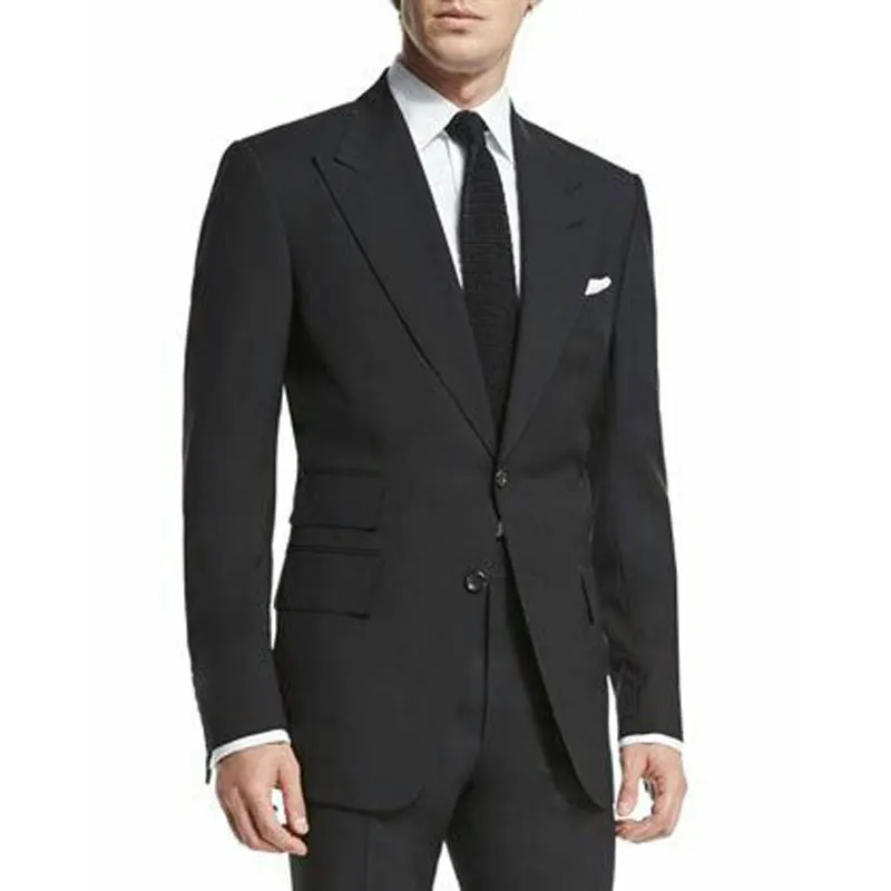 

Latest Peak Design Black Business Men Suits for Wedding Groom Tuxedo 2Piece Slim Fit Terno Masculino Costume Homme Man Blazers