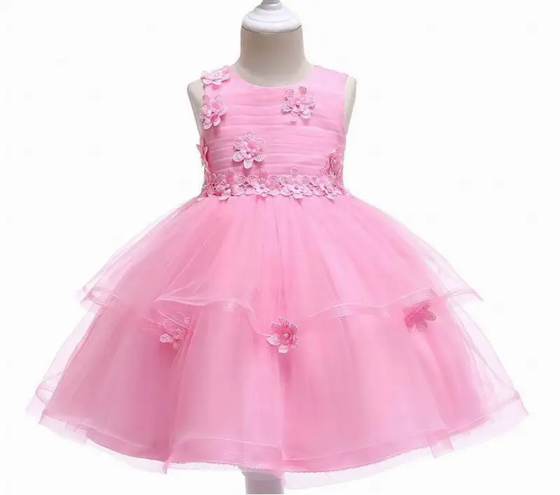 

Princess Dress for Girls Flowers Sleeveless Gauze Birthday Wedding Party Dress Children Clothing 3-10T L5063