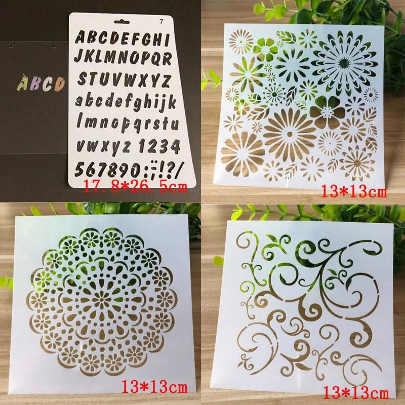 

4pc Templates Letters Numbers Stencil Bullet Journal Spray Pattern Templates Stencils For Scrapbooking Stencil Painting Reusable