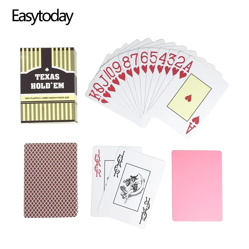 

Easytoday 1Pcs/Set Waterproof Baccarat Texas Hold'em Plastic Frosting Poker Cards Playing Cards Green And Brown Board Games