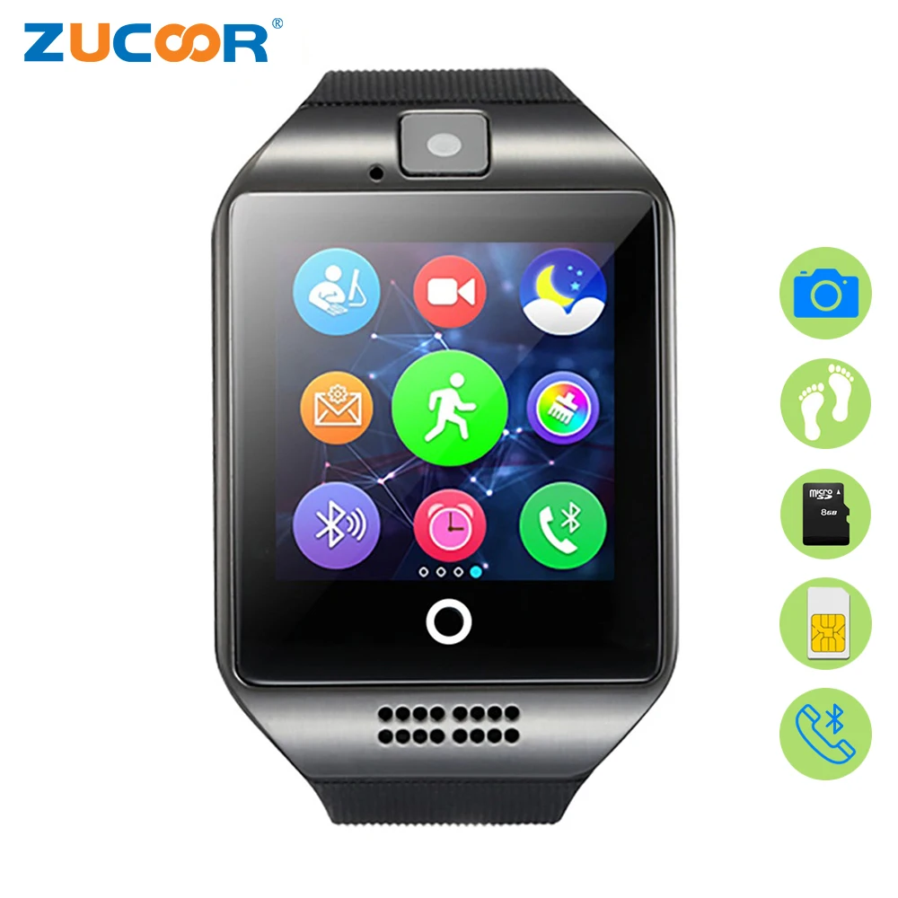 Zucoor Смарт-часы SmartWatch touch Q18S часы сим-карты наручные Q18 Relojes телефон фитнес с