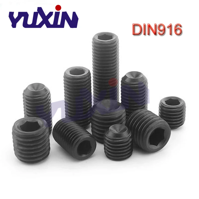 

1000Pcs DIN916 M3 M4 Grade 12.9 Carbon Steel Inner Hexagon Socket Set Screw Metric Thread Grub Screws Black