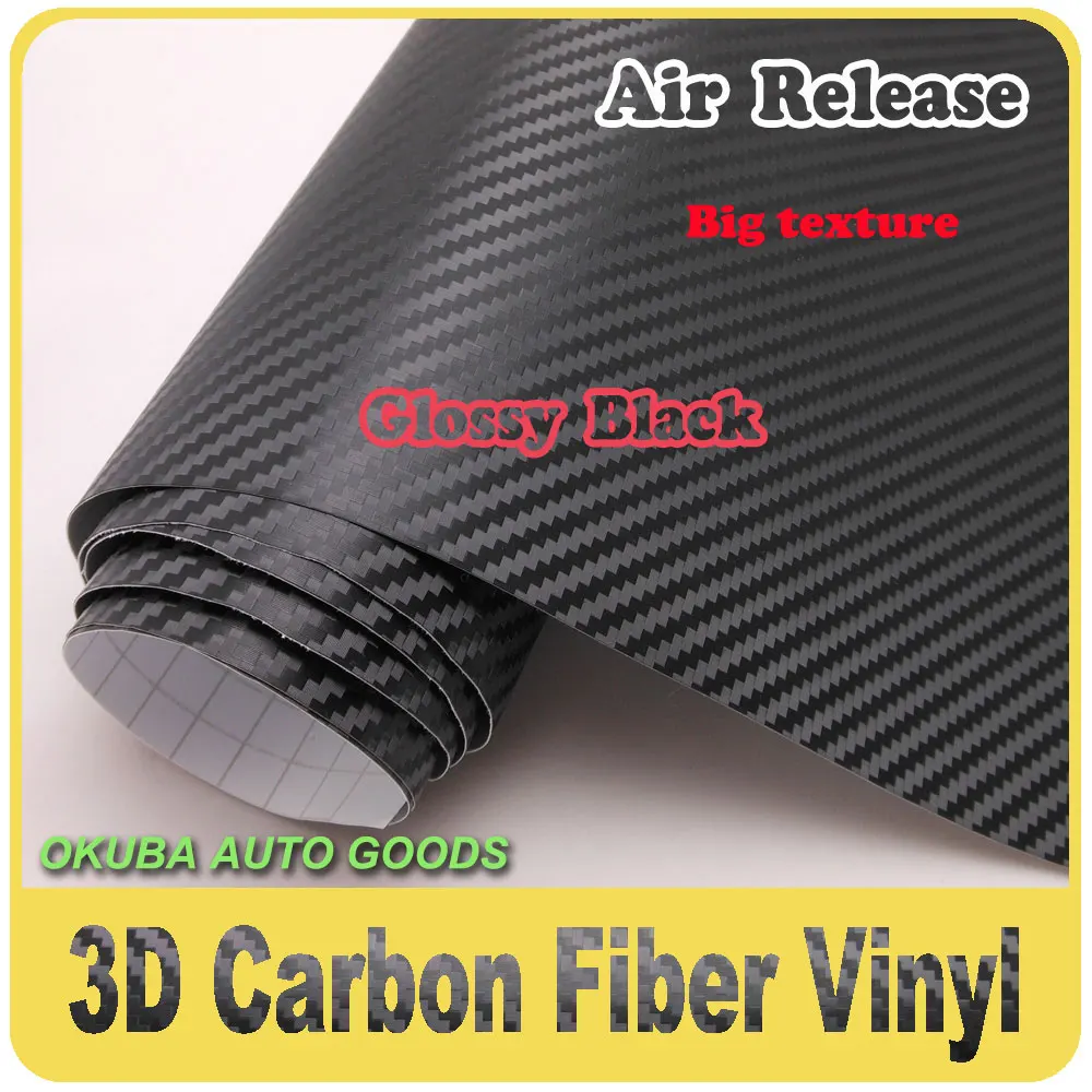 

Wholesale Black Big Texture 3D Carbon Wrapping Vinyl Assorted For Car Body Styling/Size: 1.52x30m/Free Shipping
