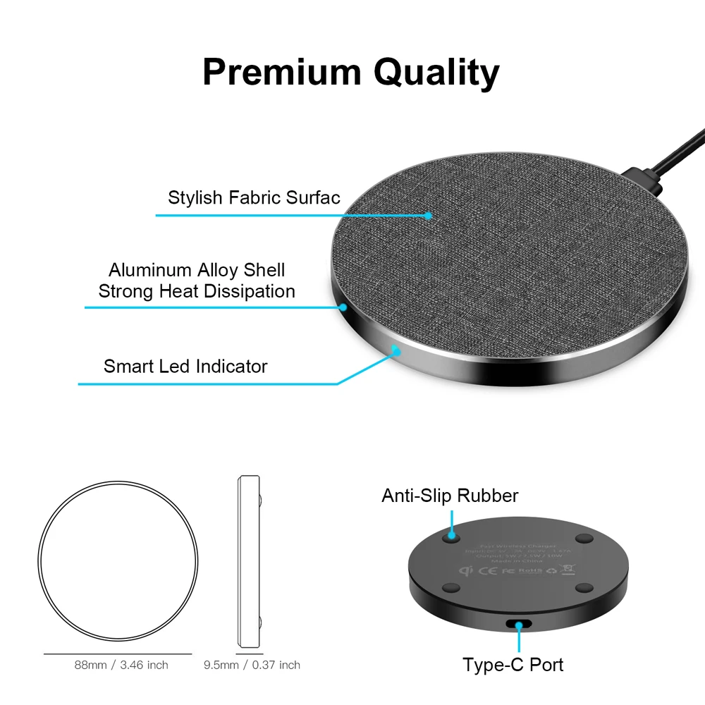 PORTEFEUILLE for Samsung qi wireless charger fast for xiaomi qi wireless charger pad chargeur induction for iphone 8 plus XS XR (5)