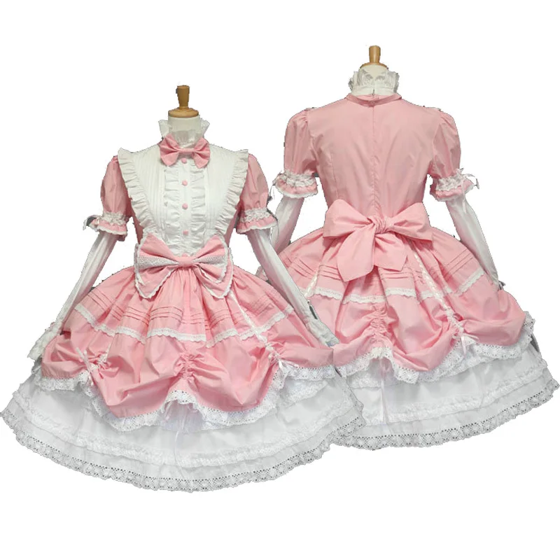 

Lolita Princess Cosplay Anime Maid Clothing Gorgeous Halloween Costume with Pannier Bowknot Pink Blue Black Fancy Dress