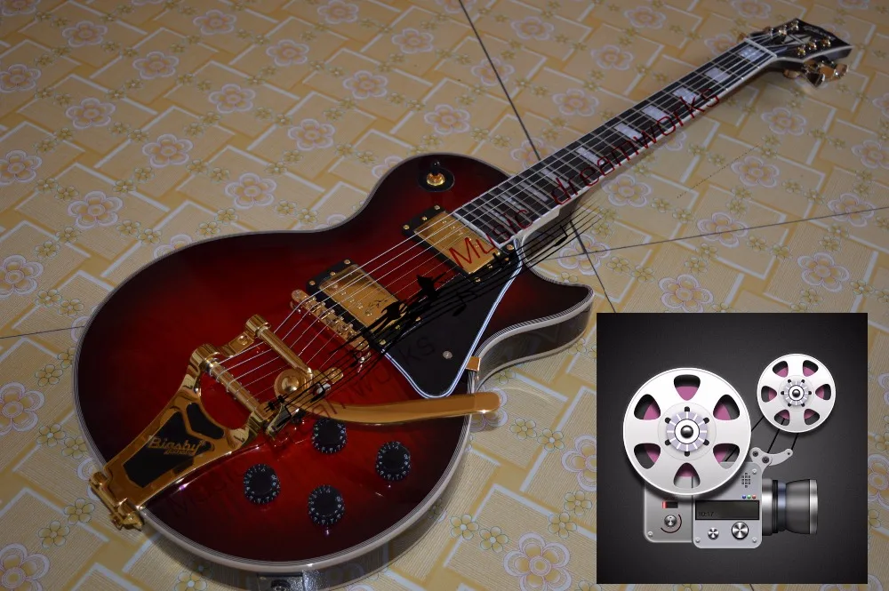 

firehawk OEM electric guitar custom G bigsby tremolo system red wine, fault circle edge