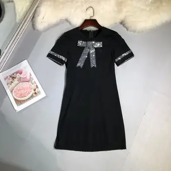 

The new summer 2020 fashion temperament cultivate one's morality sequins bowknot shift dress