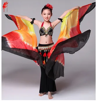 

Girls belly dance props black vs yellow veil for kids belly dance semi-circle veil 200*115 cm veil girls belly dance 1pair veil