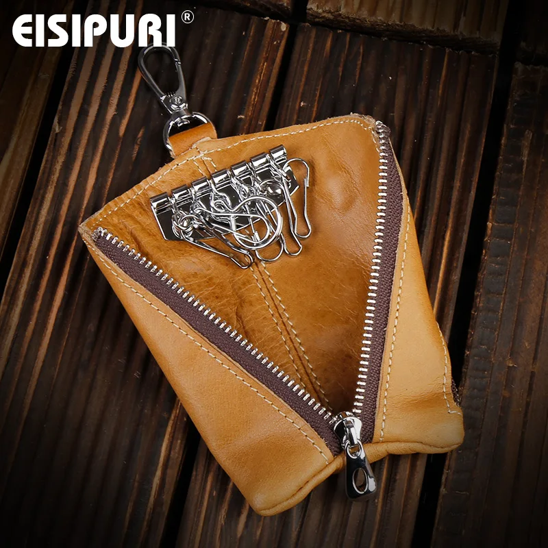 Men's Car Keys Wallets Genuine Cowhide Leather Male Key Holder Organizer Housekeeper Keychain Purse Key Ring Bag Keys Case Pouch key organizer key case key purse key holder