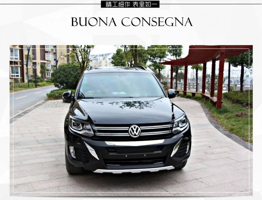 Подходит для Volkswagen VW Tiguan 2013- Передний+ задний бампер диффузор бамперы для губ защитная накладка АБС хромированная отделка 2PES