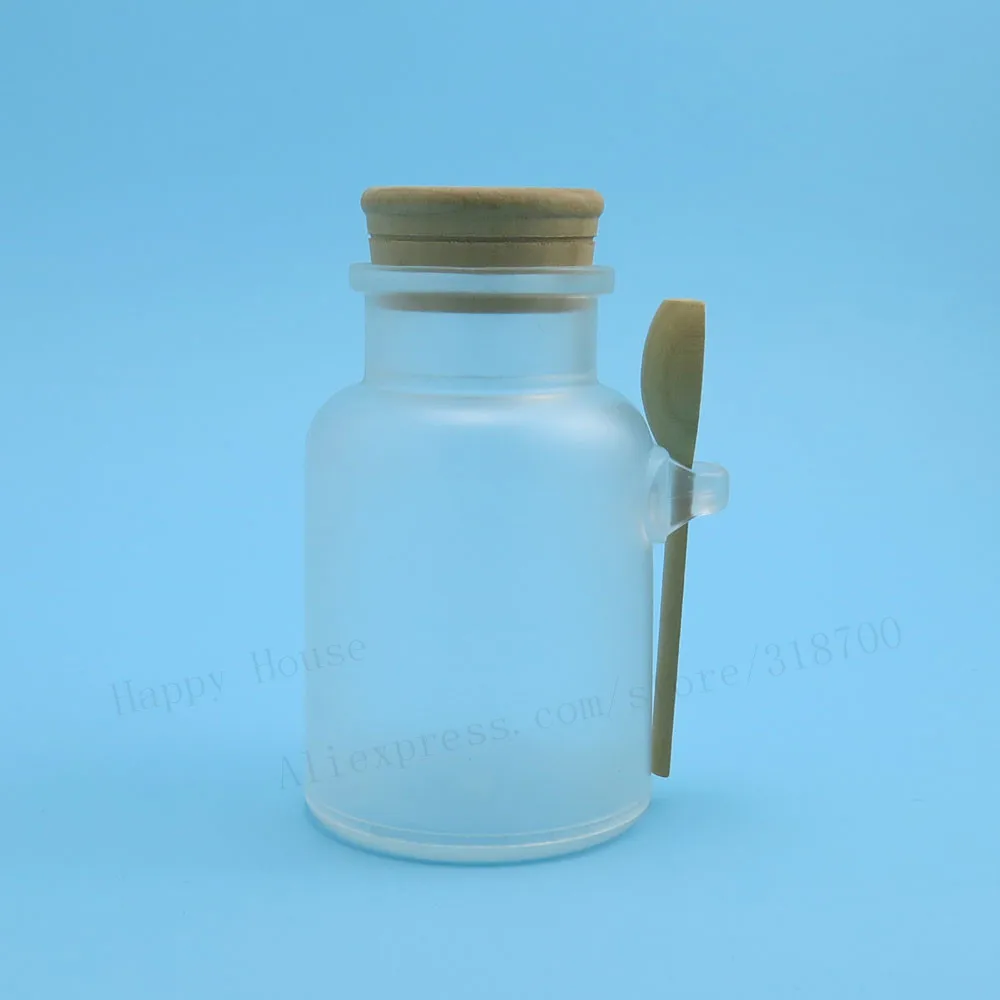 12 x 300g Bath salt bottle with cork jar with wooden spoon, 200ml