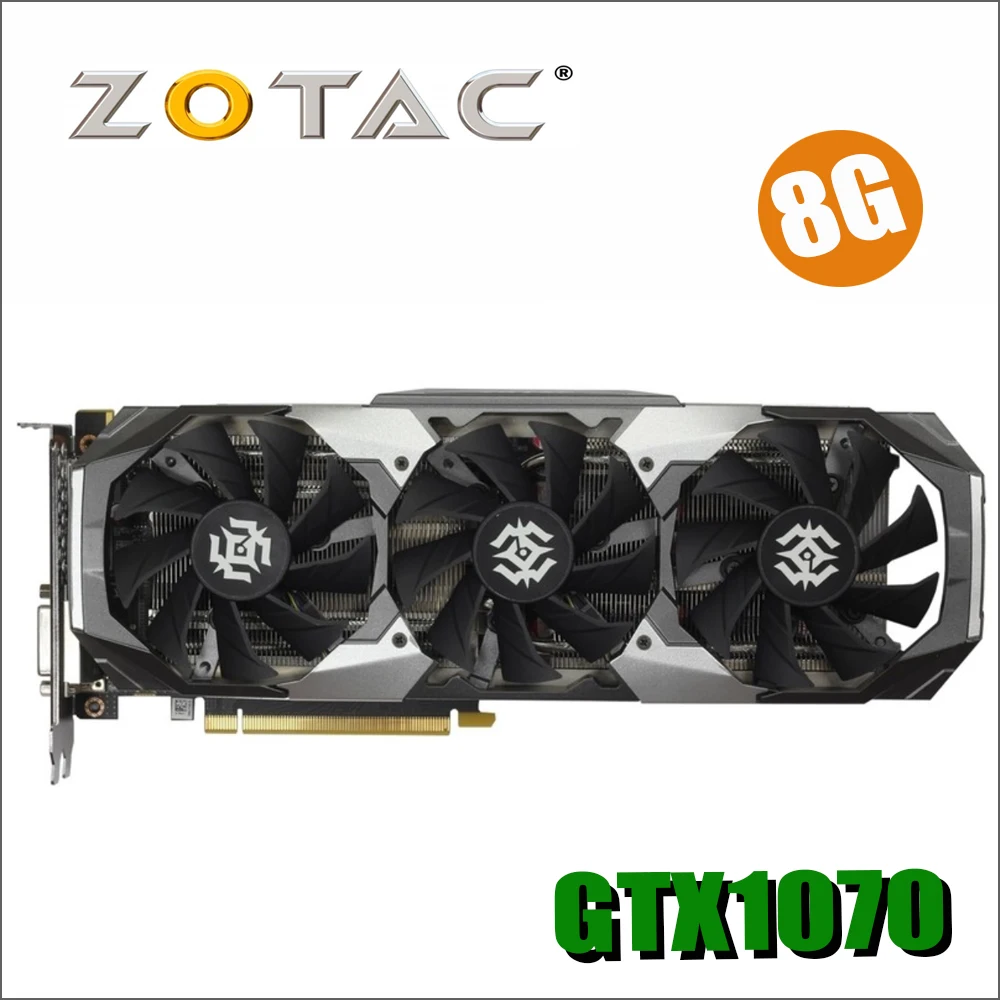 Оригинал ZOTAC видеокарта GPU GTX 1070 8 ГБ 256Bit GDDR5 Графика карты карта nVIDIA GeForce GTX1070 8GD5 г 8pin
