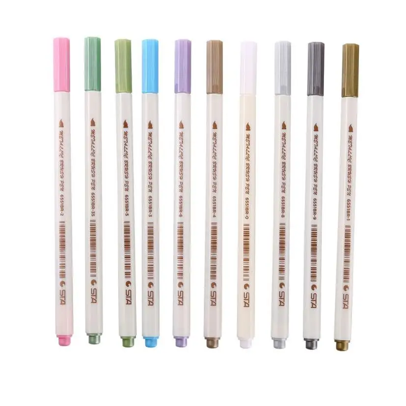 Маркеры 10 шт разные цветные металлические Перманентная краска маркеры ручки металлические маркеры креативные 5,14 - Цвет: Светло-серый