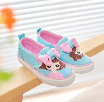 

2019 Spring Autumn Bowknot Cartoon girl children's canvas shoes Low help Breathable girls kids casual shoes baby sports sneakers