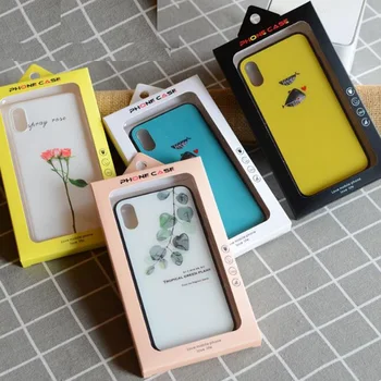 

Fashion White Black Paper Retail Box With PVC Window For Phone Case Display Packaging For Iphone XS 8 7 Plus Cover