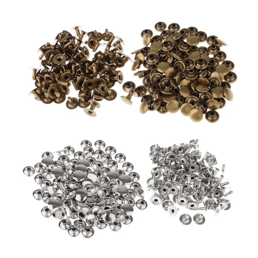 200pcs Single Cap Rivet Tubular Metal Leather Craft Repair Studs Punk Spikes 9x8mm 