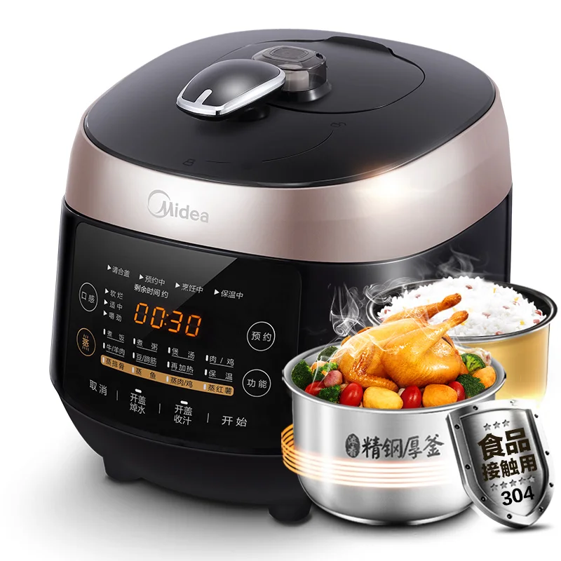 

Best Quality Electric Pressure Cooker Double Bile Genuine 5L 4-6 People Home Intelligent Pressure Cooker Rice Cooker with 2 Pots