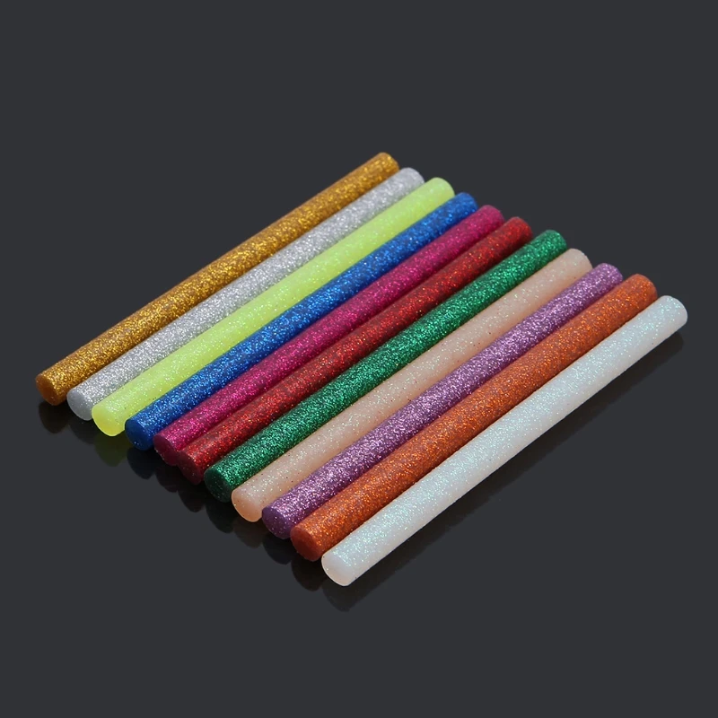 5pcs Set 10cm Colors Glitter Powder Glue Sticks Electric Hot Melt Gun Solid  Adhesive Used To Make Toys Jewelry Crafts Party Gift