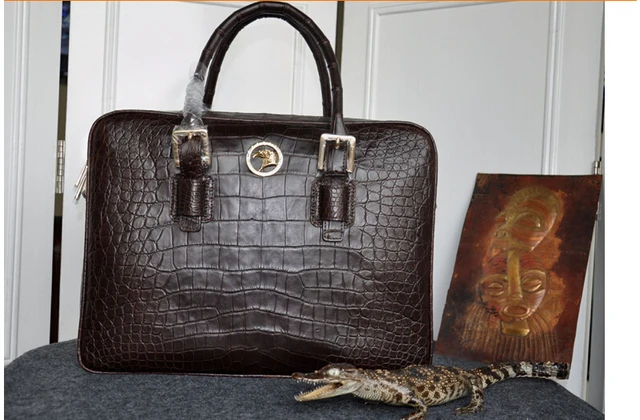100% genuine crocodile leather men business laptop bag Himalaya white ,  2017 men crocodile belly skin men briefcase bag - AliExpress