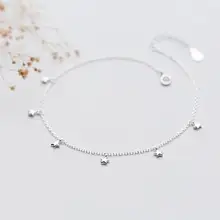 1 шт. Tinny Small реальные. Ювелирные украшения из стерлингового серебра 925 пробы 4 мм маленький шестизвездный ножной браслет GTLS593