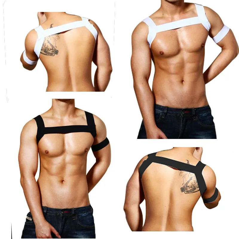 Sexy Elastic Bandage Tops Straps Short Shirt Men Lash Harness Male Erotic Lingerie Gay Exotic Tanks Take Exercise Wild Clubwear
