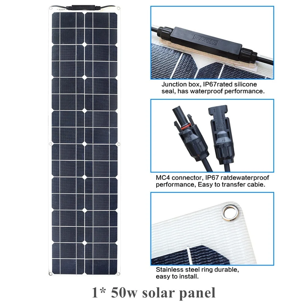 2*50 Вт 100 Вт ETFE Гибкая монокристаллическая солнечная панель 1000 Вт модуль инверторного контроллера для 12 в зарядное устройство