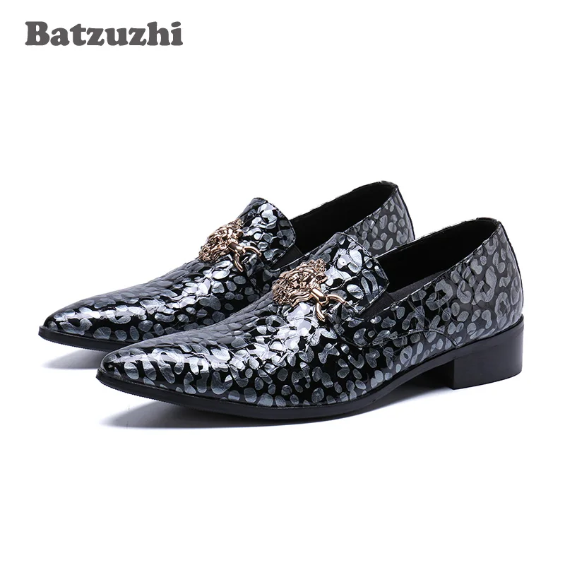 

Batzuzhi Italian Type Men Shoes Pointed Toe Genuine Leather Dress Shoes Male sepatu pria Office Business Shoes for Man, Big SIze