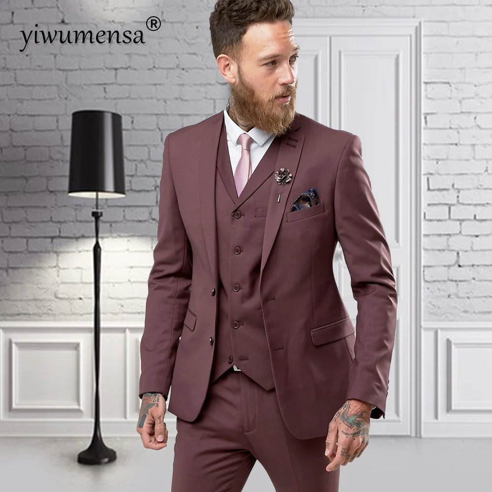 YWMS-344 terno тонкие деловые мужские костюмы из 3 предметов(куртка+ брюки+ жилет) Свадебные смокинги друзей Жениха Лучший мужской официальный костюм для мужчин